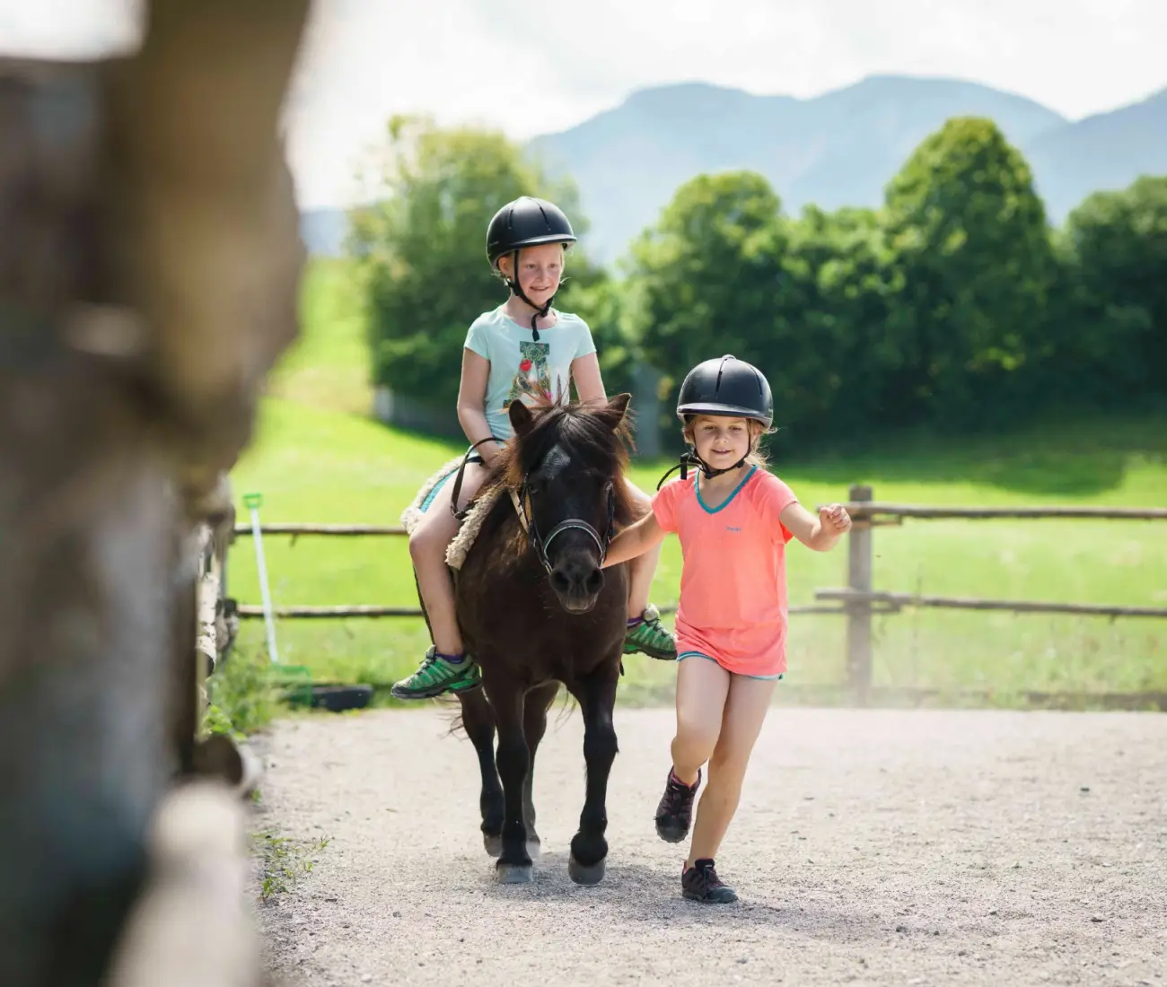 Kinder beim Ponyführen